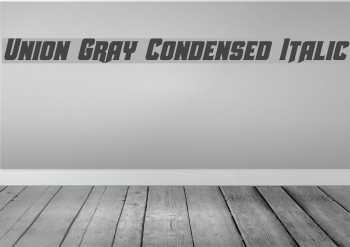 Union Gray Condensed Italic Font examples