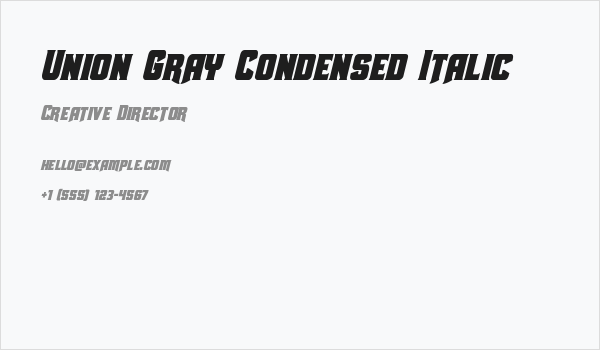 Union Gray Condensed Italic Business Card