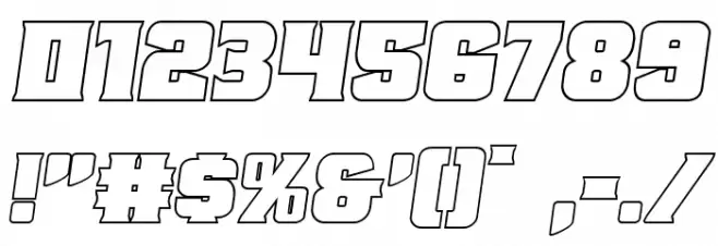 Union Gray Outline Semi-Italic Font OTHER CHARS