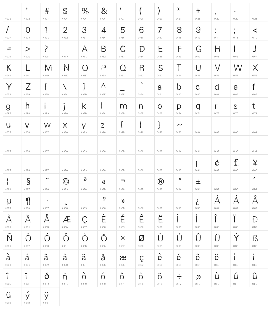 Unisketch-light_limited Light Character Map