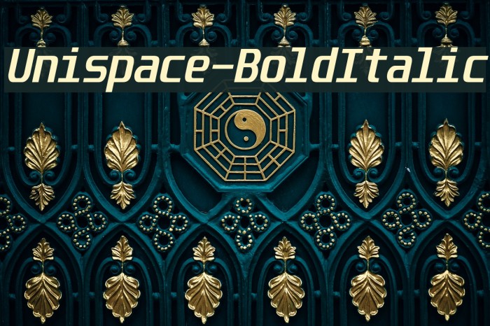 Unispace-BoldItalic Font examples