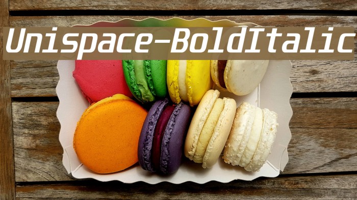 Unispace-BoldItalic Font examples