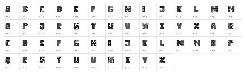 Unitas Regular Character Map