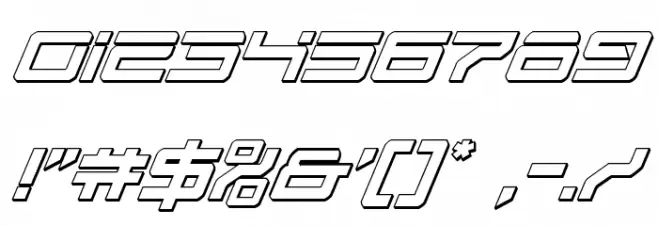 United Planets 3D Italic Font OTHER CHARS