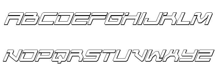 United Planets 3D Italic Font LOWERCASE