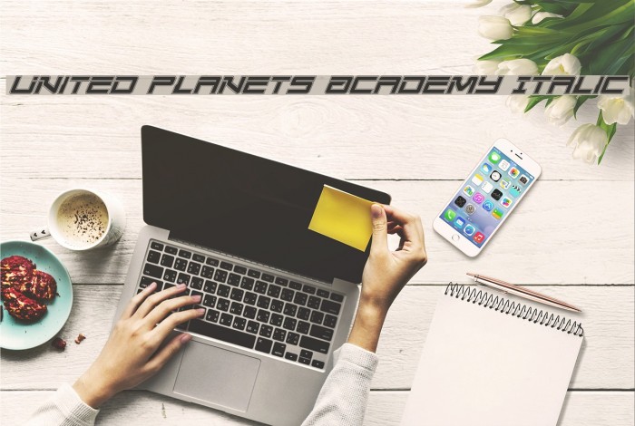 United Planets Academy Italic Font examples