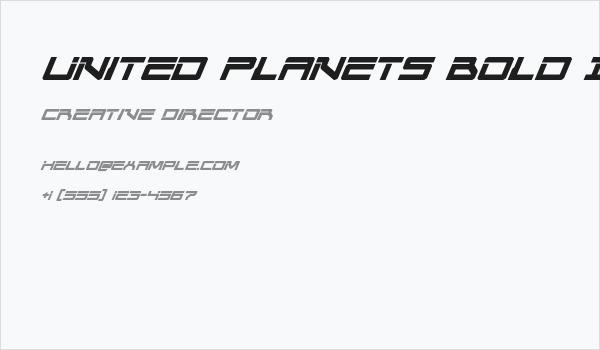 United Planets Bold Italic Business Card