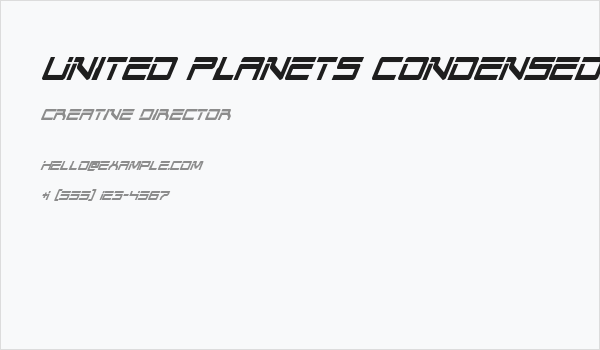 United Planets Condensed Italic Business Card