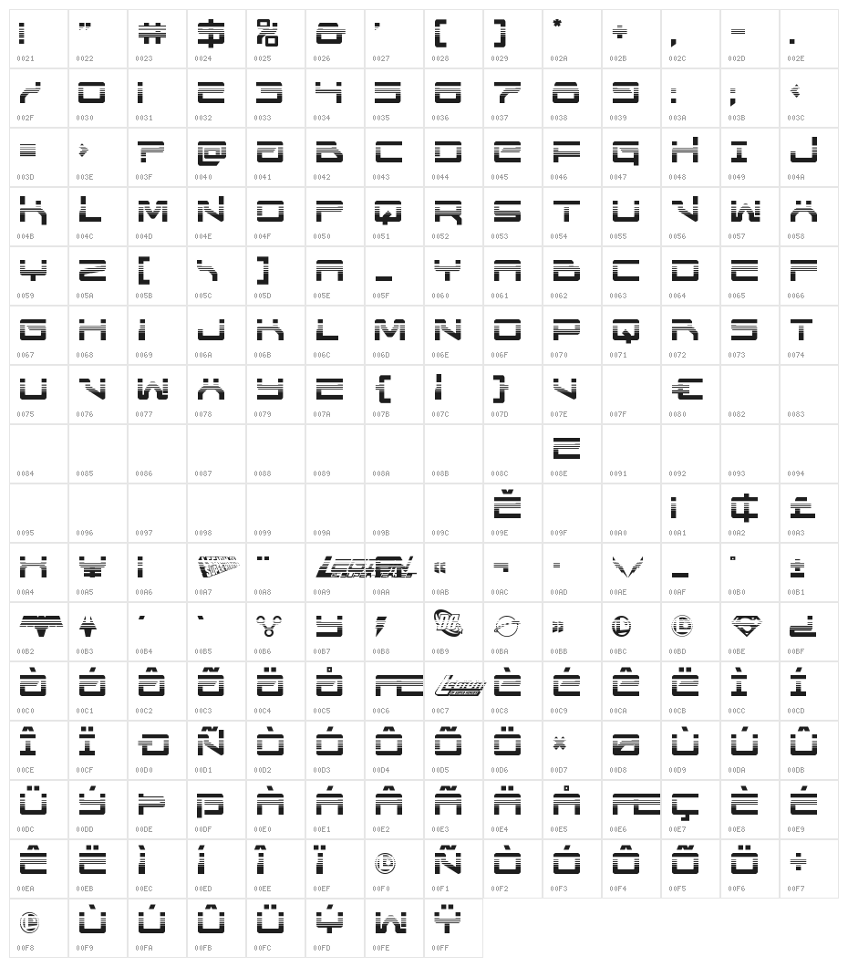 United Planets Halftone Character Map