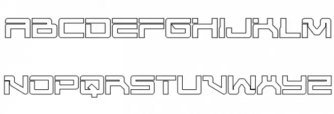 United Planets Outline Schriftart Kleinbuchstaben