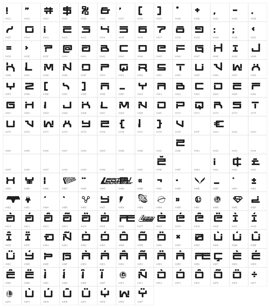 United Planets Semi-Bold Character Map