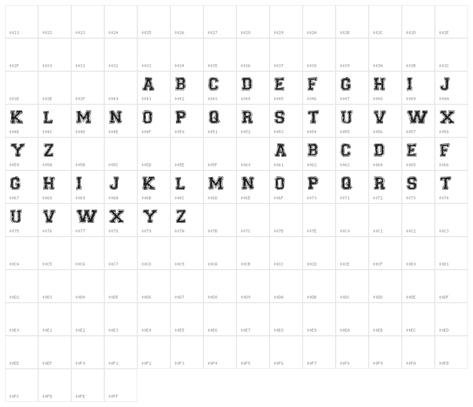 Universal-college_DEMO-version Character Map