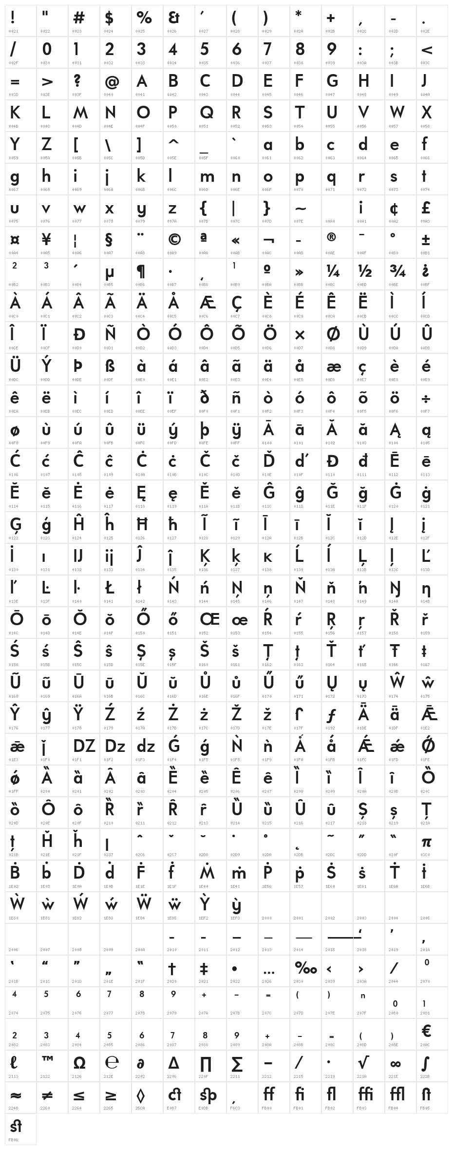 UniversalisADFPro-Bold Character Map