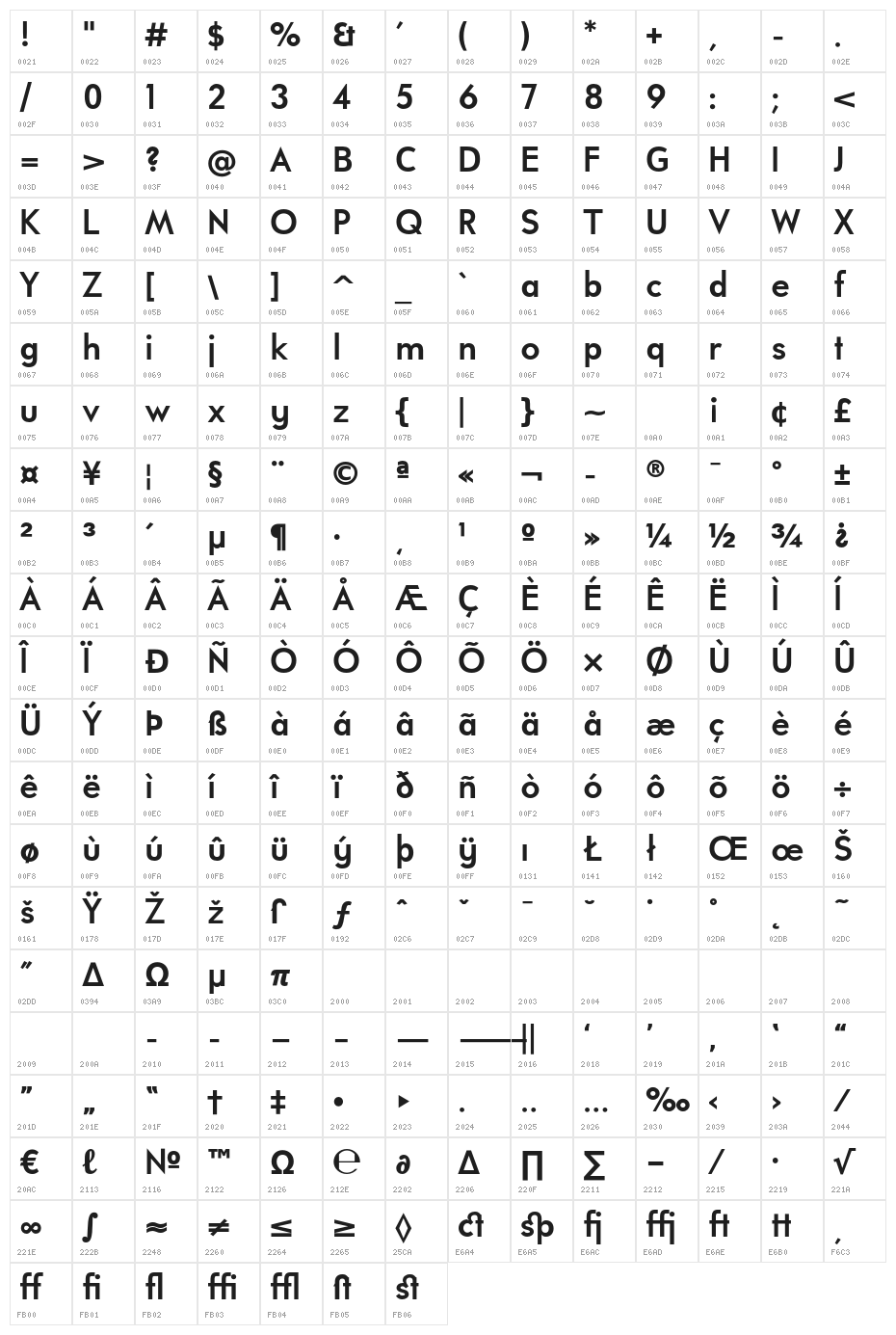 UniversalisADFStd-Bold Character Map