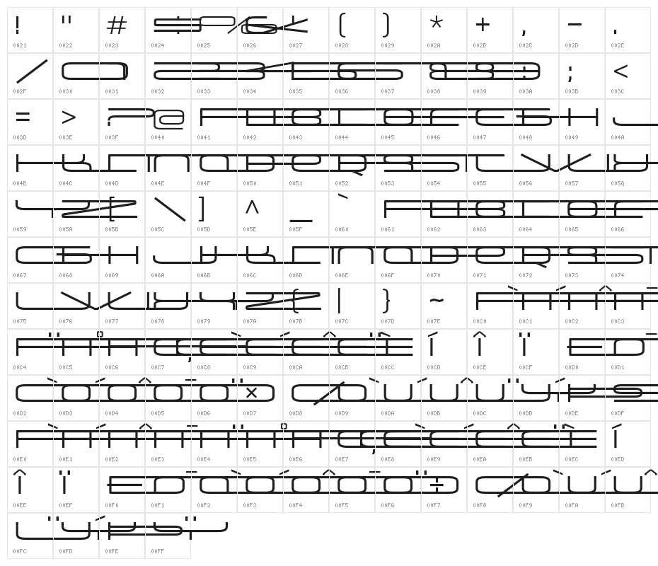 Univox-Regular Character Map