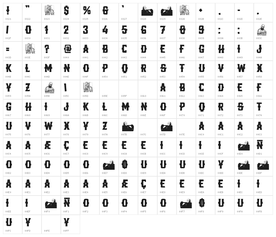 Unlucky Days Character Map