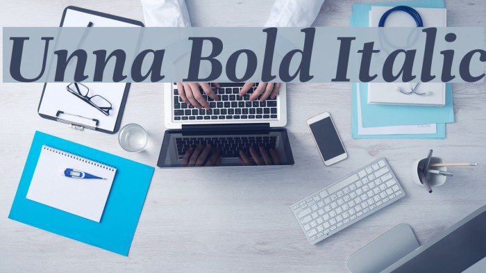 Unna Bold Italic Font examples