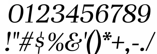 Unna Italic Font OTHER CHARS