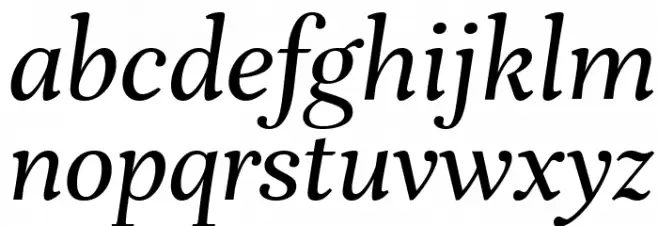 Unna Italic Caratteri MINUSCOLO