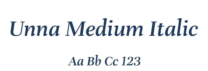 Unna Medium Italic Font Preview