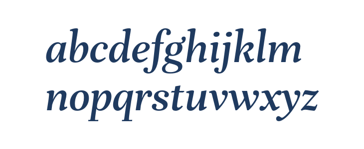 Unna Medium Italic Lowercase