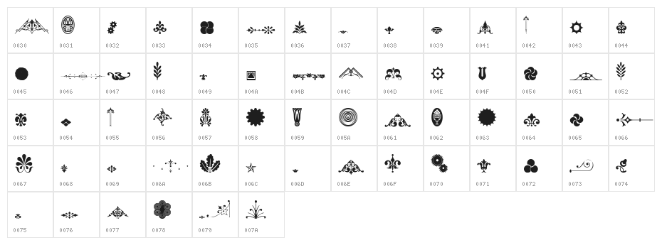 Unnamed Ornaments Series One Character Map