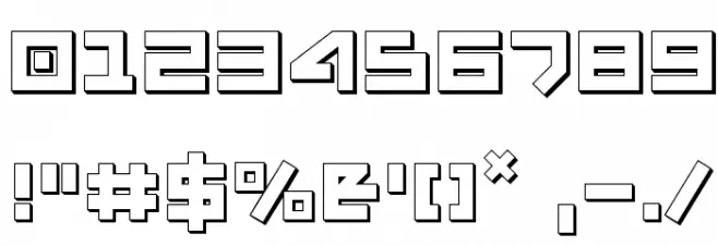 Uno Estado 3D Шрифта ДРУГИЕ символов