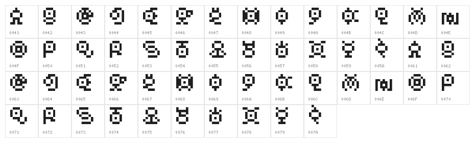 Unown GB Regular Character Map