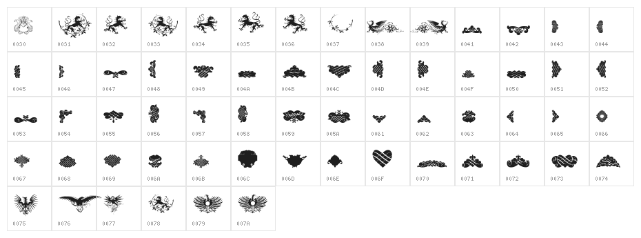 Unpublished Ornaments Character Map