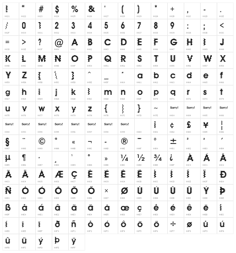 Untitled In Motion Character Map