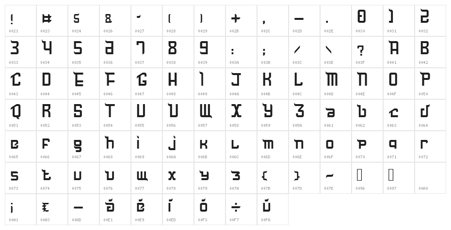 Untitled1 Regular Character Map