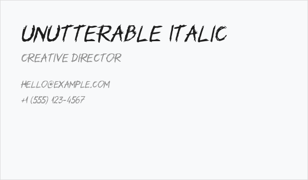 Unutterable Italic Business Card
