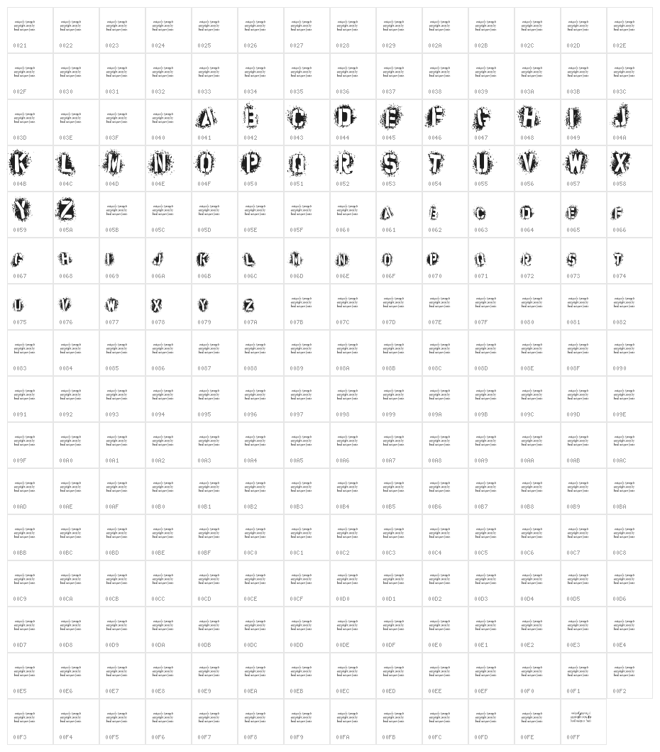 uniquely Sprayed Character Map
