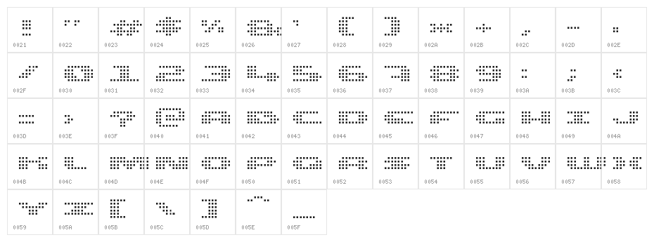 UP Tiny lcd four 8 Light Character Map