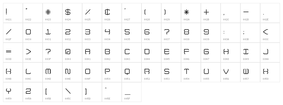 Up No Flames Character Map