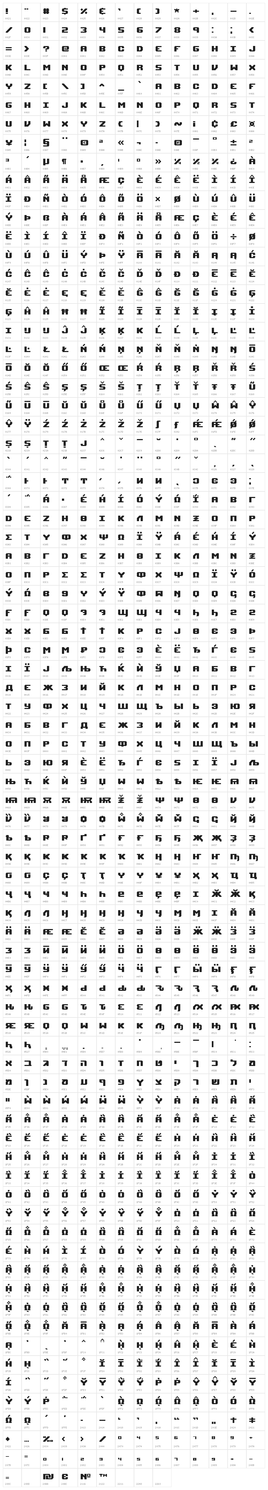 UpheavalPro-Regular Character Map