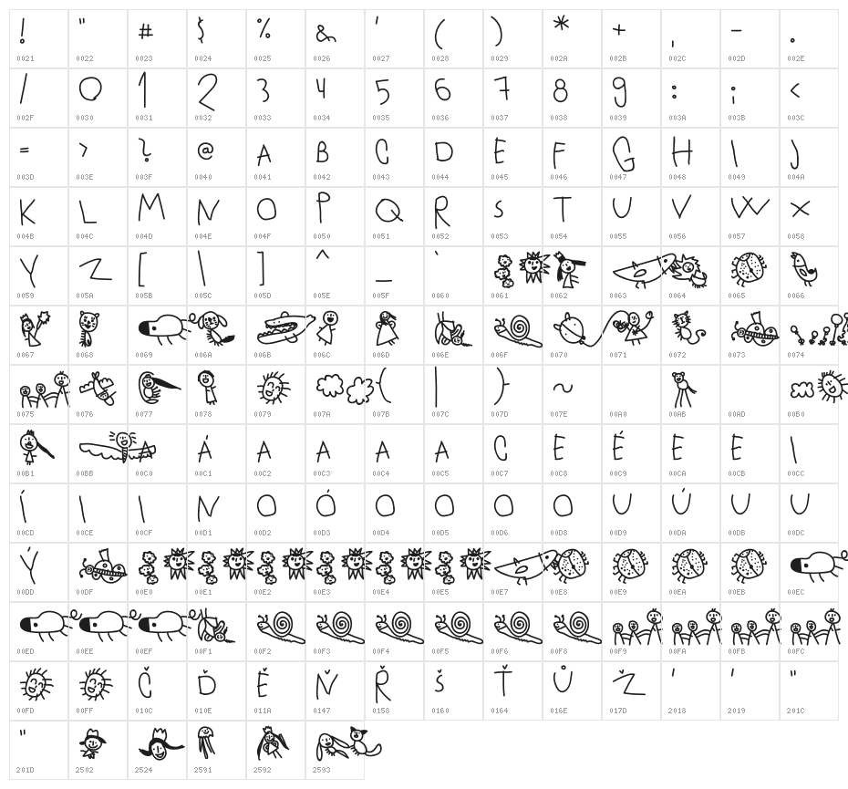 Upirjuli4 Character Map