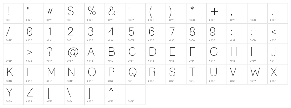 Upper Lane Light Character Map
