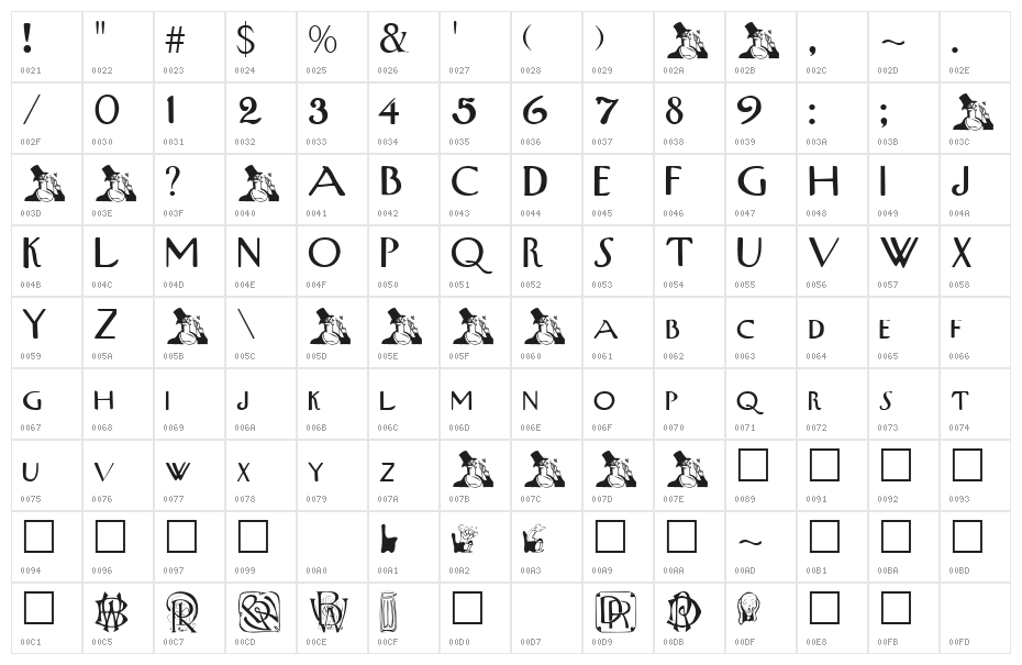 Upper-WestSide Regular Character Map
