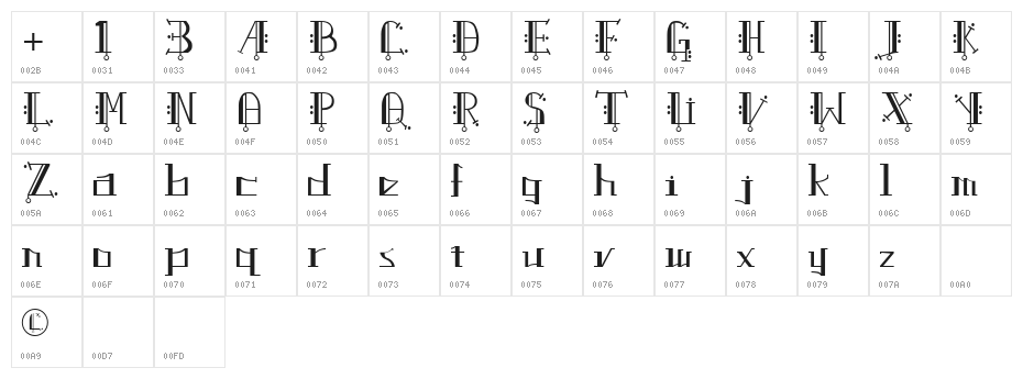 Uptown Regular Character Map