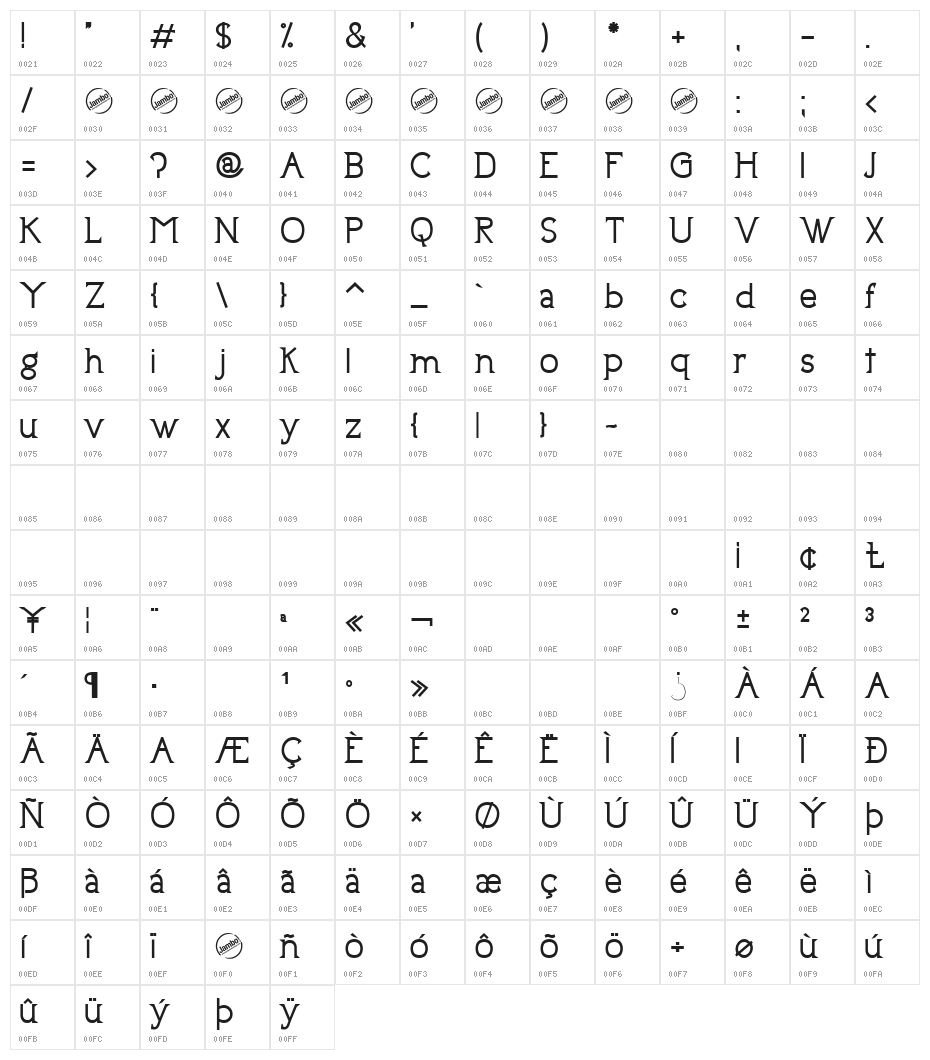 UptownElegance-Bold Character Map