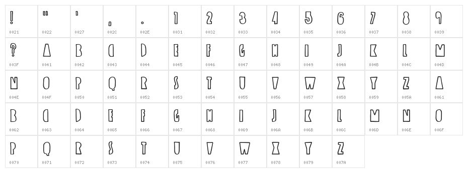 UpwiththeBirds-Regular Character Map
