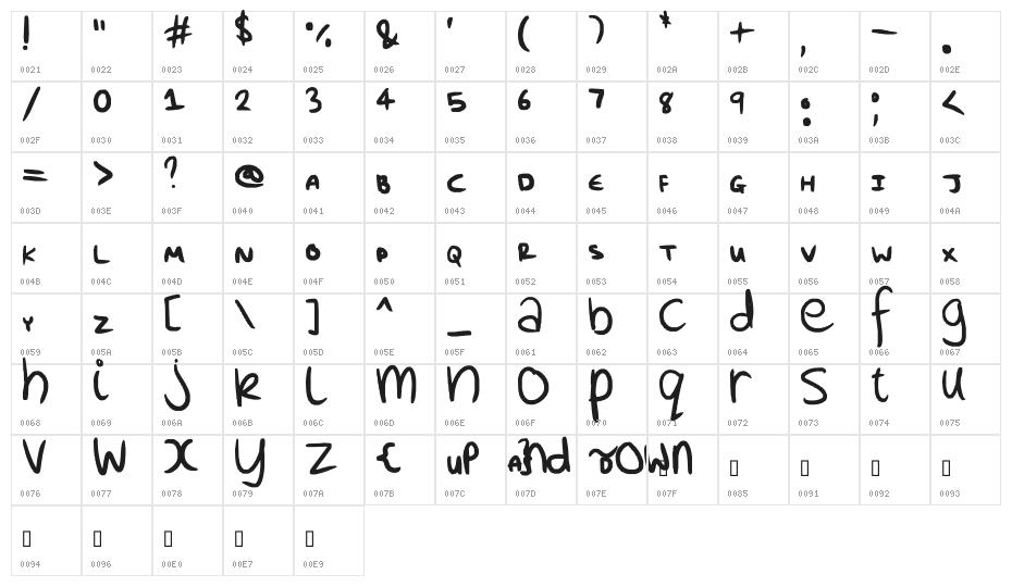 uP aND dOWN Character Map