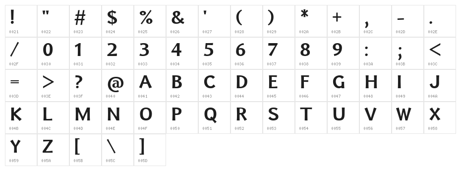 Uqammaq Bold Character Map