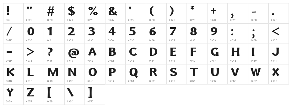 Uqammaq Heavy Character Map