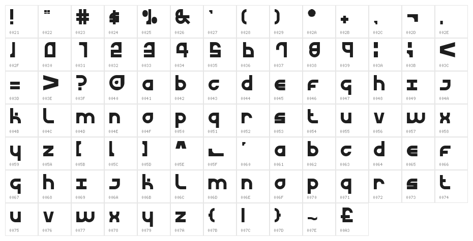 Urban Curve Character Map