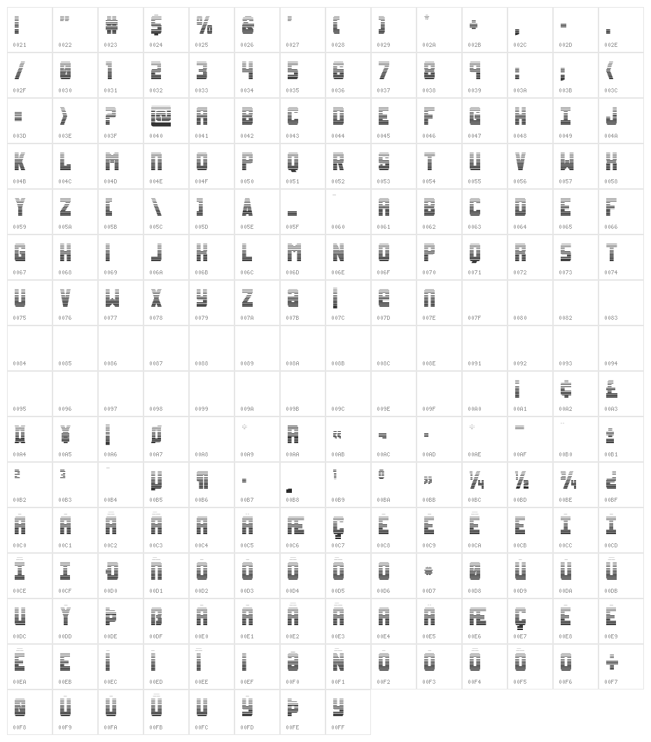 Urban Defender Gradient Character Map