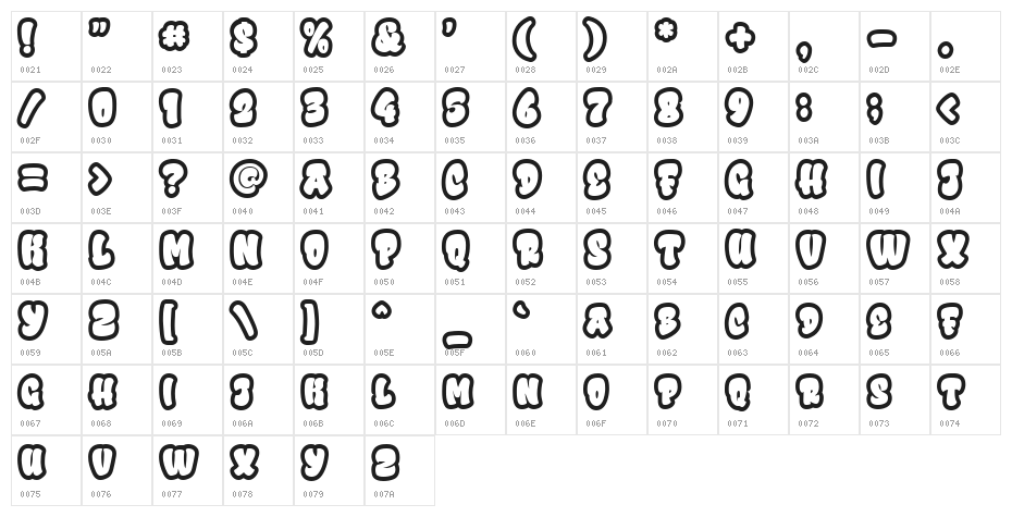 Urban Rebel Outline Character Map
