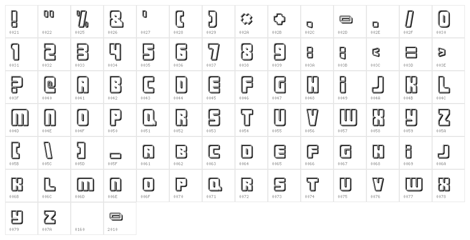 UrbanConstructed-Cutter Character Map