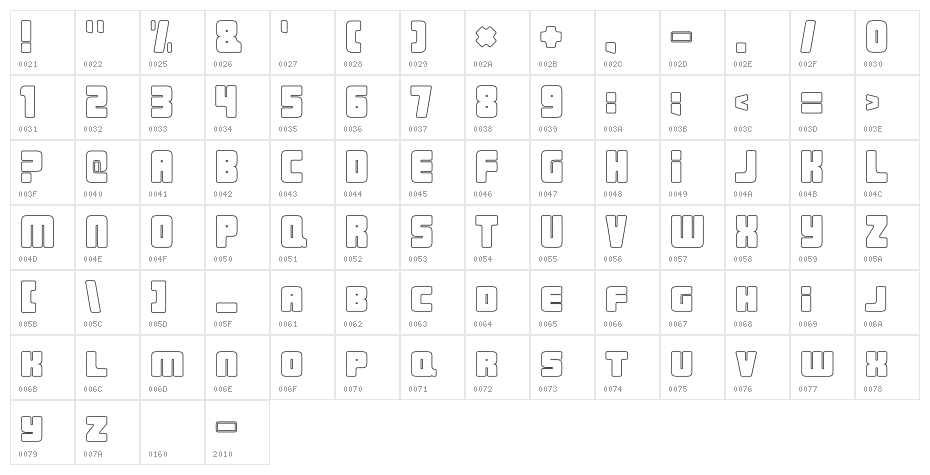 UrbanConstructed-Outline Character Map